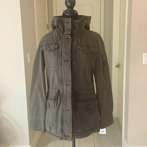 Levi’s Hooded Military Army Style Jacket Size XS NWT - Picture 1 of 14